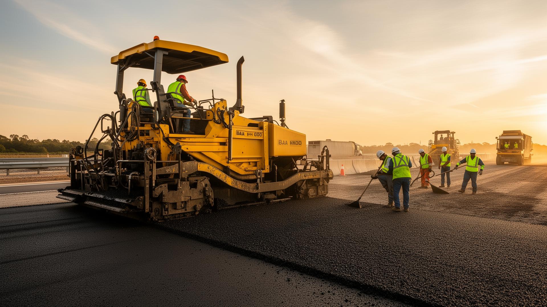 KSK Infra crew laying highway asphalt